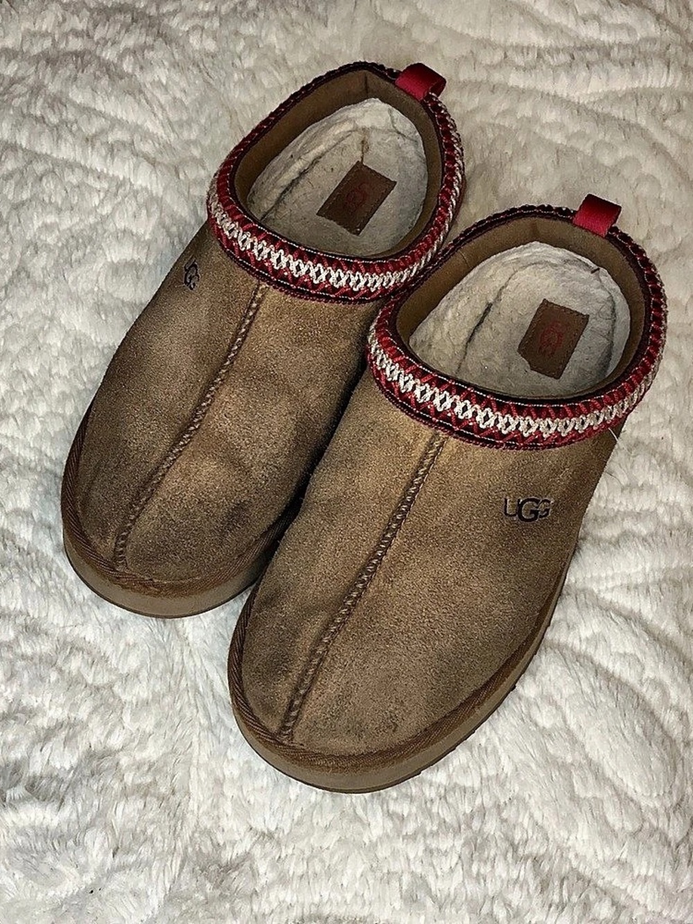 UGG Tasman Slipper Suede Slippers in Brown & Red Sz 7